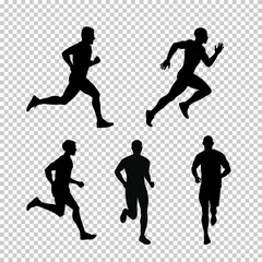 Boy running silhouette isolated on transparent background