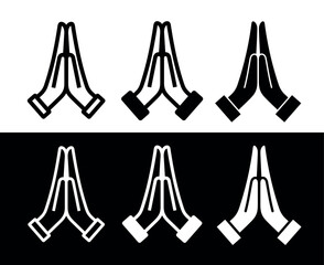 Prayer icon. Emoji of clasped hands, palms. Symbol of request, apology, or gratitude. Pictogram for "please," "thank you," or "thank you." Christian hands gesture or Thanksgiving Day.