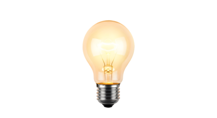 Glowing Incandescent Light Bulb on Black Background