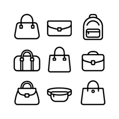 set of outline icons bags vector on a white background
set of 9 line icons, vector, on a white background