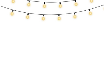 Warm white glowing string lights isolated on transparent background, perfect for Christmas, New Year, wedding, and birthday decorations, banners, greeting cards, festive parties, and elegant holiday d © Даниил Москаленко