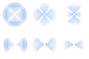 Echo sonar wave pattern with circular rings and transparent background. Abstract vector pulse, frequency radar cycle, and sound vibration design for science, audio, and technology concepts.
