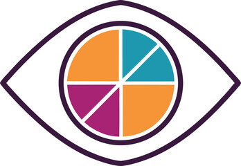 Data Analytics Eye Concept Icon. Pie Chart Iris Infographic Vector. Statistics and Vision Symbol.
