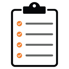 Clipboard Checklist Icon – Outline Clipboard with Checkbox Form and Survey Tick List Vector