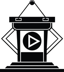 Achievement Award Trophy Icon. Play Button Victory Prize Vector. Winner and Success Symbol.
