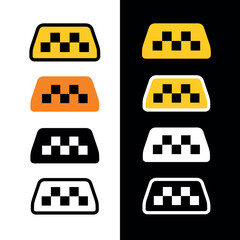 Taxi icon. Taxi checker. Yellow taxi roof light. Square pattern, symbol of public transportation in the city.
