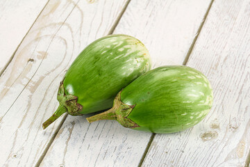 Ripe green mini eggplants heap