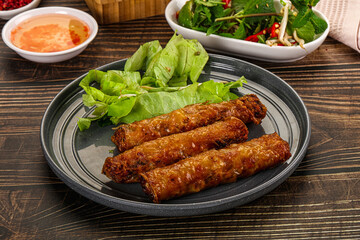 Fried Vietnamese spring roll with special sauce