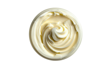 Creamy moisturizer in a delicate swirl showcasing its rich texture and nourishing properties