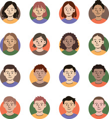 Diverse of People Avatar Icons for Social Media and App Design