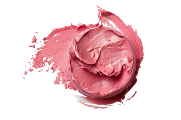 Creative swirls of soft pink paint in a circular shape against a clean white background