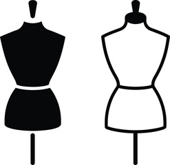 Mannequin Silhouette Fashion Dress Form Icons Stylized Tailor Dummy Clothing Design
