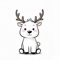 Fototapeta premium Cute reindeer plush design sitting on white background, playful concept