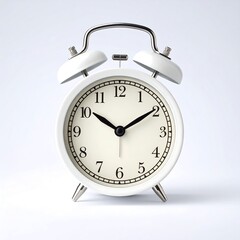 White alarm clock on a plain background