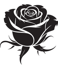 Black silhouette of a rose with a thorny stem flower