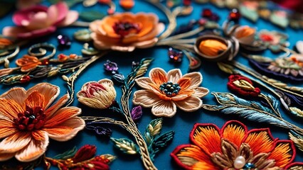 A carefully embroidered bouquet of flowers