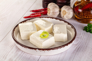 Greek traditional Feta cheese cubes