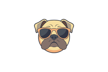 Cool pug wearing sunglasses a charming and pixelated portrait silhouette