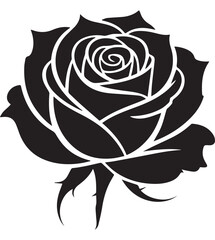 Black Silhouette of a Rose with Stem flower white