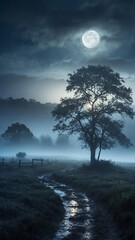 A misty and atmospheric scene