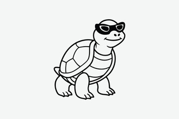 Obraz premium Cool turtle wearing sunglasses a striking black and white silhouette