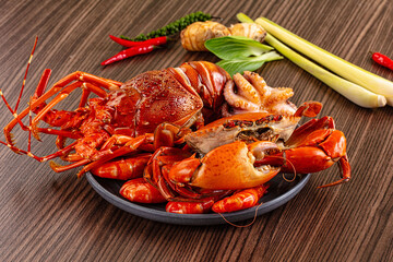 Seafood plate - lobster, crab, prawm octopus