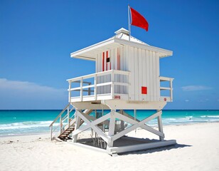 White Beach Observation Tower on Sandy Shore