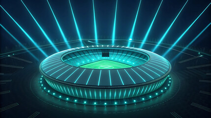 Futuristic Neon Stadium With Glowing Lights sports