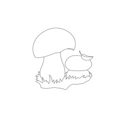 Minimalist mushroom line art illustration