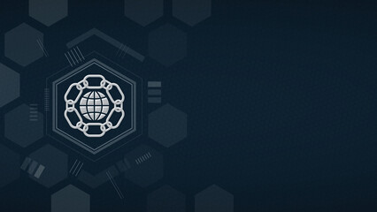 Global Supply Chain Network Chain and World Logo Icon with Copy Space