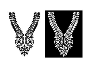black and white neck embroidery stencil neck design for kameez vector decorative vector design
