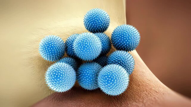 Rotavirus particle structure under electron microscope for virology research