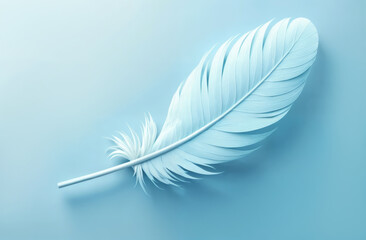 Obraz premium Soft blue feather resting on a calm surface showcasing delicate details in a serene setting