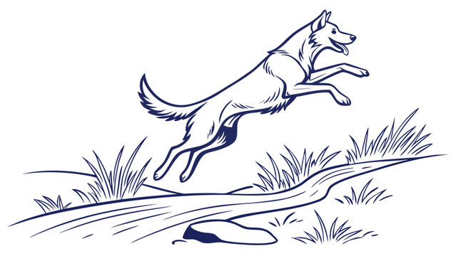 Vector Illustration of a Playful Canine in Motion