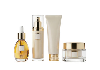 Luxury skincare products mockup isolated on transparent background