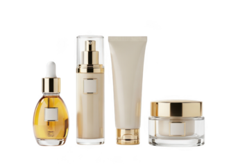 Luxury skincare products mockup isolated on transparent background