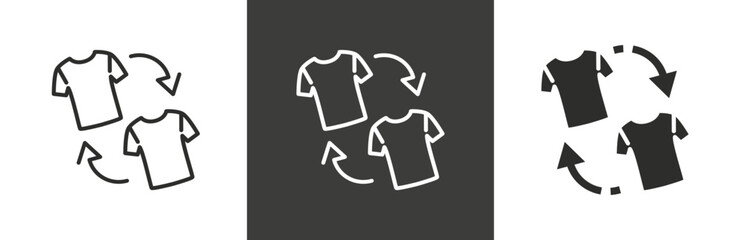flat and linear set icons, player transfer icon, replace or exchange, simple symbols on white and black background - editable stroke vector illustration