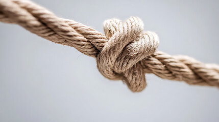 Intertwined rope creates a secure knot against a pale backdrop, symbolizing connection, strength, and nautical tradition.