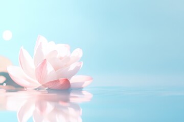 Floating Lotus: A serene and elegant image of a delicate lotus flower, gently floating on calm water. The petals are a soft pink, and the tranquil water reflects the flower.
