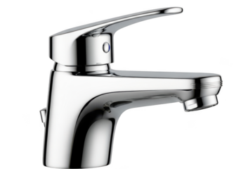 Chrome faucet fixture plumbing isolated on transparent background