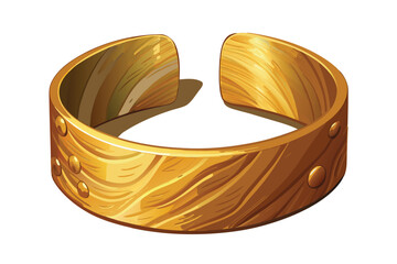 Ornate Golden Open Cuff Bracelet with Rivet Details on a White Background bangle