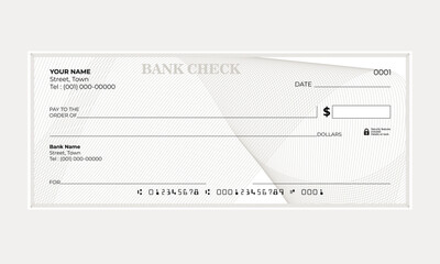 Personal Bank Check Vector with guilloche pattern for Print Use