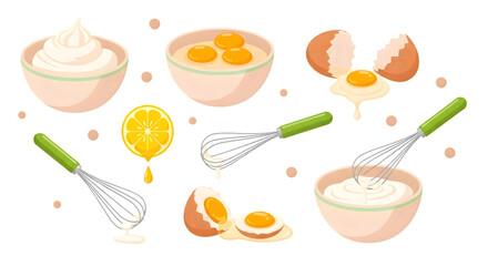 Baking ingredients and tools with transparent background