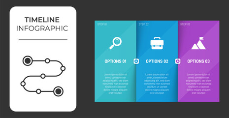 Naklejka premium Progress bar featuring 3 arrow-shaped elements, symbolizing the three stages of business strategy and progression. Clean timeline infographic design template. Vector for mobile presentation.