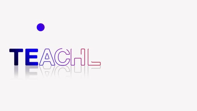 animated jumping or bouncing ball of Teacher's day text word lettering typography glow neon reveal, Bright letters jump in the inscription theme video,motion seamless loop animation blue red yellow ty