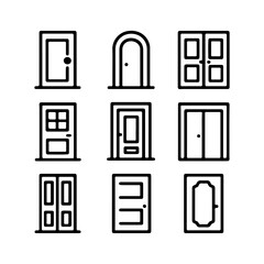 set of outline icons doors vector on a white background
set of 9 line icons, vector, on a white background