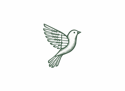Elegant dove illustration with abacus wings symbolizing financial freedom and peace, perfect for accounting firms or investment advisories seeking trust