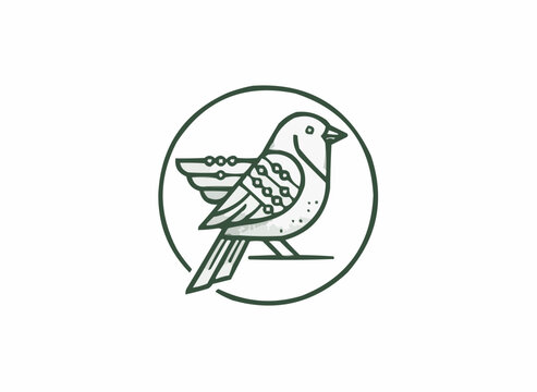 Elegant bird emblem in a circle, perfect for nature brands, eco-friendly products, or serene designs, simple bird logo for peaceful and mindful themes
