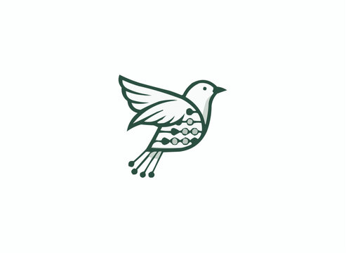 Elegant bird logo design with clean lines and modern aesthetic, a symbol of freedom and innovation for tech startups and eco-friendly brands looking for identity