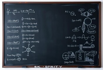 AI-powered chalkboard with equations and diagrams, artificial intelligence, background